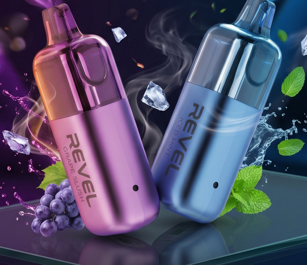 Revel 35,000 puffs disposable vapes in Grape Slush and Iced Mint